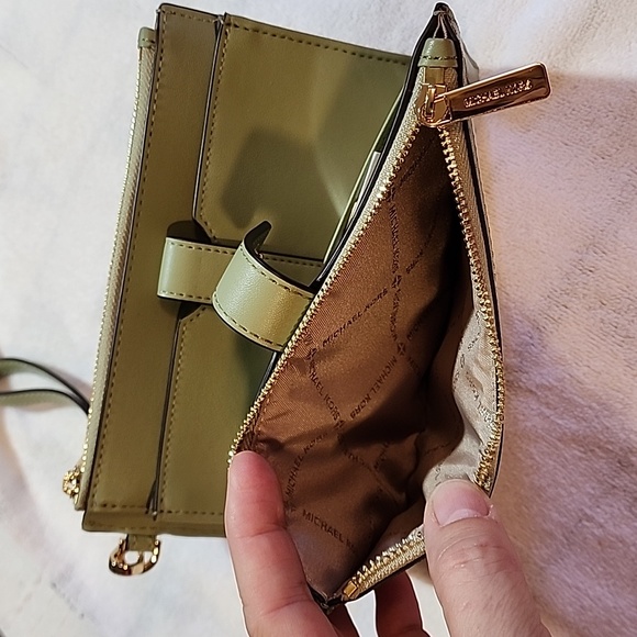 Michael Kors Jet Set Travel Double Zip Wristlet Wallet Light Sage New - Picture 7 of 13